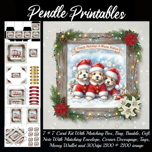 Biscuit Benny And Buttercup Snuggle Up Ready For Christmas Magic. 9 Piece 7x7 Complete Kit