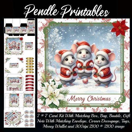 Jingle Pip Squeak And Button Celebrate Christmas With Proud Little Smiles. 9 Piece 7x7 Complete Kit