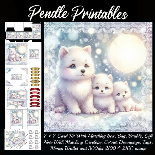 Snowlight Mama Lumi And Her Moonkissed Pups Glow With Love. 9 Piece 7x7 Complete Kit