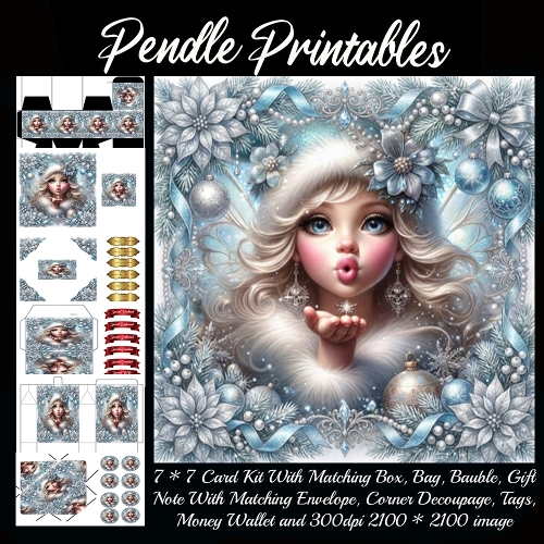 Crystal Kiss Fairy Blows Sparkly Wishes Through Frosty Winter Air. 9 Piece 7x7 Complete Kit