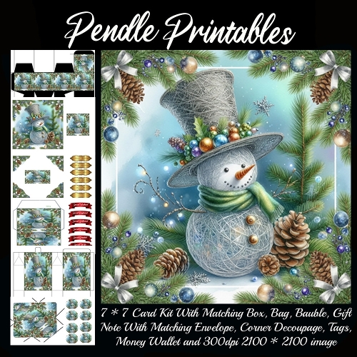 Whimsical Sir Shimmer feels festive in his silver hat. 9 Piece 7x7 Complete Kit