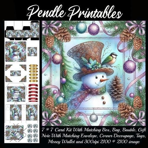 Cheerful Charlie enjoying the snow with a bird buddy . 9 Piece 7x7 Complete Kit