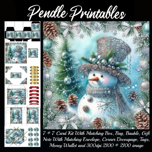 Sam wears a slouchy silver hat with a dangling ornament. 9 Piece 7x7 Complete Kit