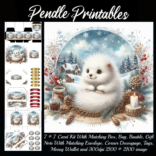NEW STORY CARD. Tiny fluffy snowball curls happily, glowing with cozy winter magic.