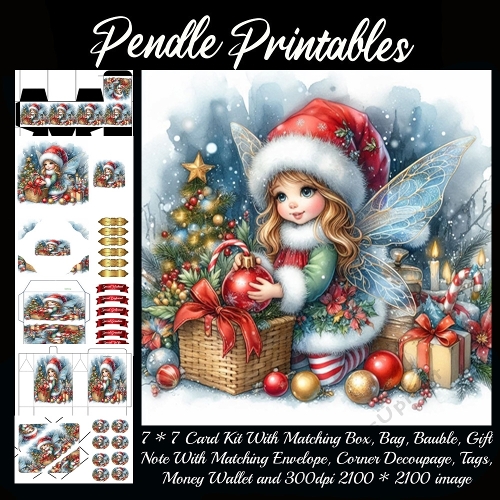 NEW STORY CARD. Merry little Christmas fairy decorates ornaments, wings glittering with holiday magic!