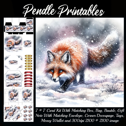 NEW STORY CARD. Sneaky winter fox tiptoes through snow, tail dusted with sparkles!