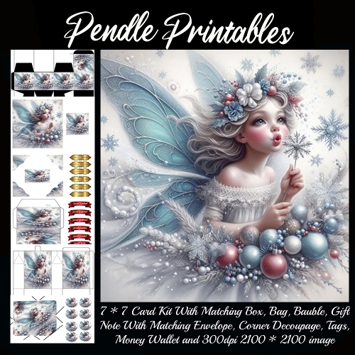 NEW STORY CARD. Sweet snow fairy blows frosty wishes, wings shimmering with holiday magic!