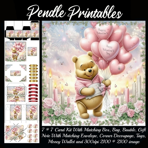Pink Valentines Bear 5. Full kit, card, box, bag, tag, money wallet and more