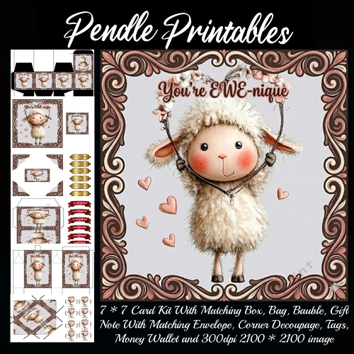 NEW POEM CARD . Youre unique. Full 9 piece matching kit