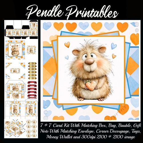 NEW POEM CARD . Cute Gerbil. Full 9 piece matching kit