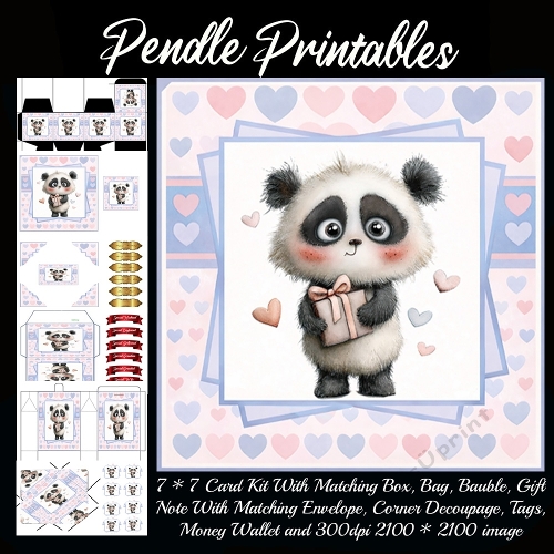 NEW POEM CARD . Panda Poo. Full 9 piece matching kit