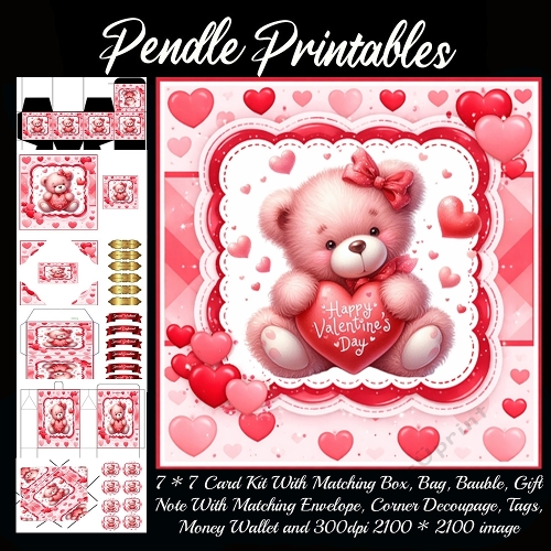 Rosy Bears Red Ribbon Love. Poem,