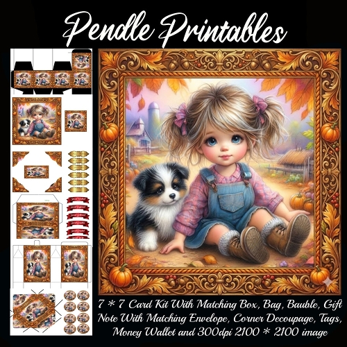 Cozy autumn smiles with a sweet fluffy puppy . Card, Giftbag, Money wallet, Tag, Bauble, Gift Card, Envelope. Large Image, Image without border.