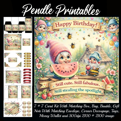 Still cute, Still fabulous . Card, Giftbag, Money wallet, Tag, Bauble, Gift Card, Envelope. Large Image, Image without border.