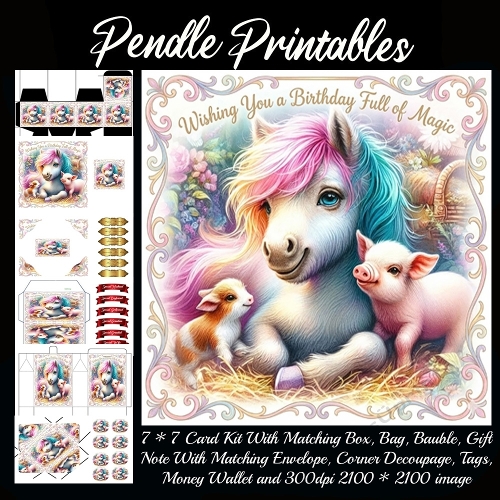 Wishing you a birthday full of magic. Card, Giftbag, Money wallet, Tag, Bauble, Gift Card, Envelope. Large Image, Image without border.