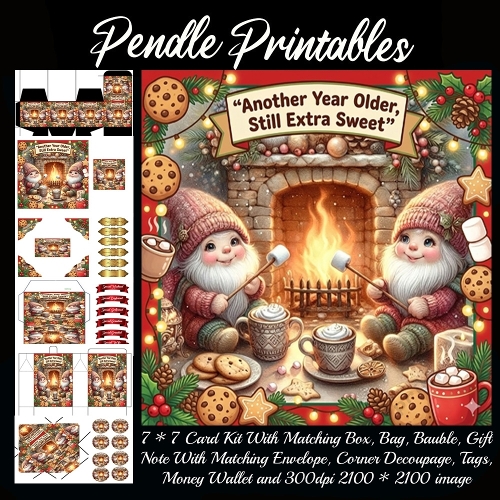 Another year older Card, Giftbag, Money wallet, Tag, Bauble, Gift Card, Envelope. Large Image, Image without border.