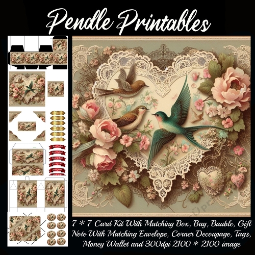 Valentines Birds & Lace Vintage Style