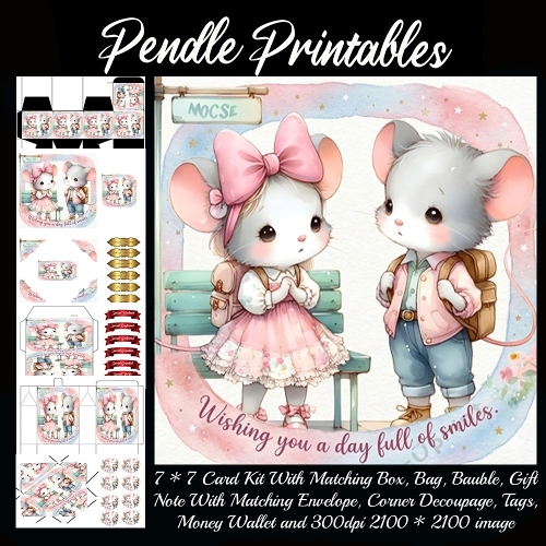 Wishing You A Day Full Of Smiles. Gift bag, Money wallet, Tag, Bauble, Gift Card, Envelope. Large Image, Image without border.