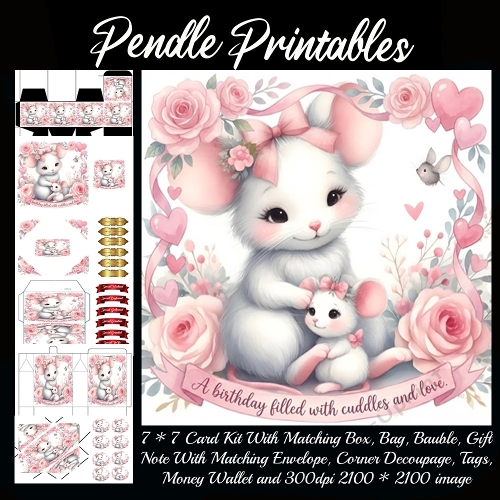A birthday filles with cuddles and love . Gift bag, Money wallet, Tag, Bauble, Gift Card, Envelope. Large Image, Image without border.