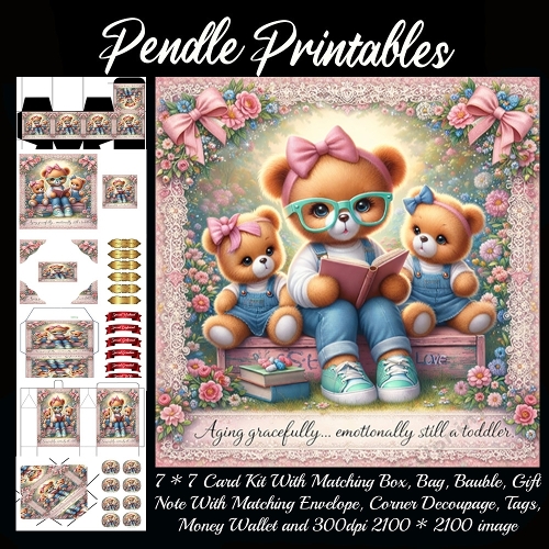 Aging gracefully, emotionally still a  toddler . Gift bag, Money wallet, Tag, Bauble, Gift Card, Envelope. Large Image, Image without border.