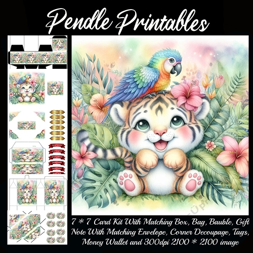 Besties Tiger & The Parrot 3 Gift bag, Money wallet, Tag, Bauble, Gift Card, Envelope.
