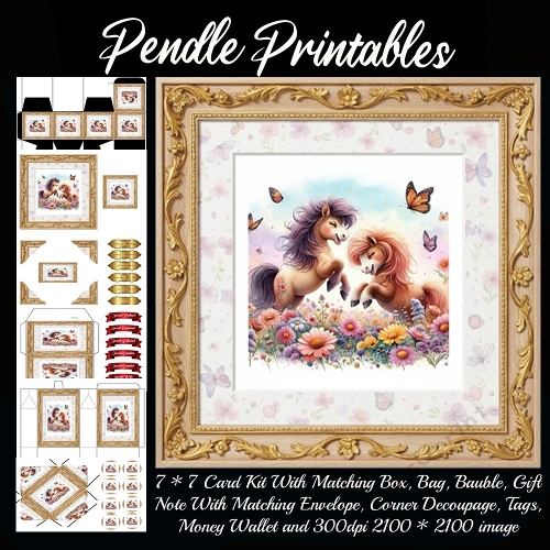 Ponies Paradise 2 Gift bag, Money wallet, Tag, Bauble, Gift Card, Envelope.