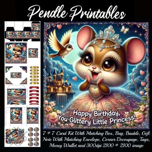 You glittery little princess ,  7*7 card 