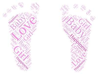Baby Girl Feet Word Art