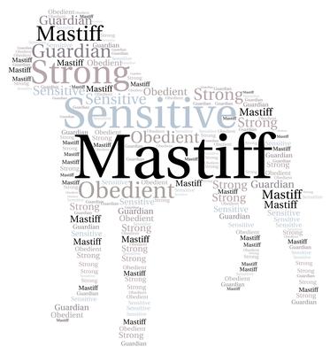 Bull Mastiff Word Art Shape