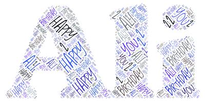 Happy Birthday Ali Word Art