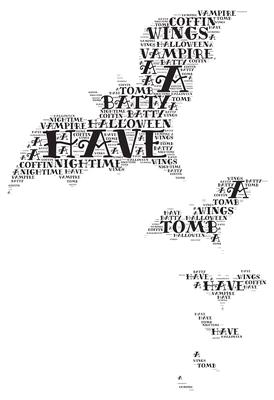 Black Flying Bats Word Art