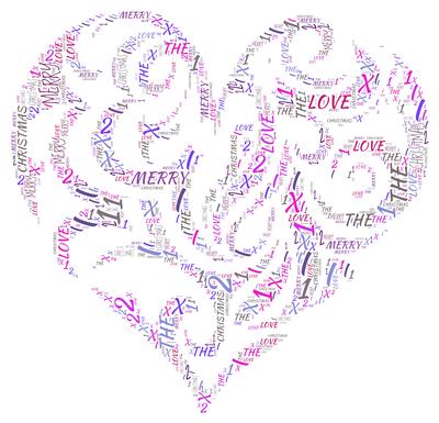 Christmas One I Love Heart Word Art