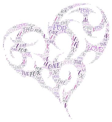 One I Love Modern Heart Word Art