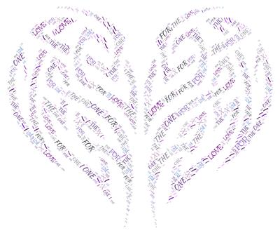 One I Love Modern Heart Word Art
