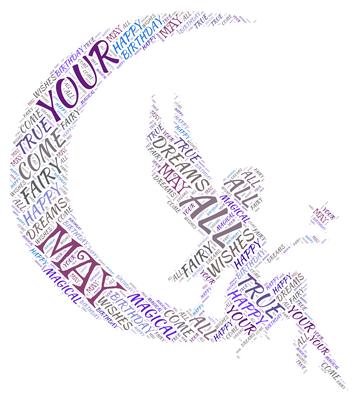Birthday Fairy Sat on Moon Word Art