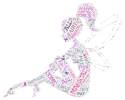 Happy Birthday Sitting Fairy Word Art