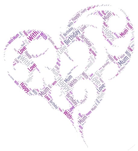 Happy Birthday Mum Tribal Heart Word Art