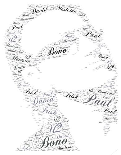 Bono U2 Pop Art Word Art