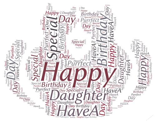 Happy Birthday Daughter Purrfect Day Cats Word Art