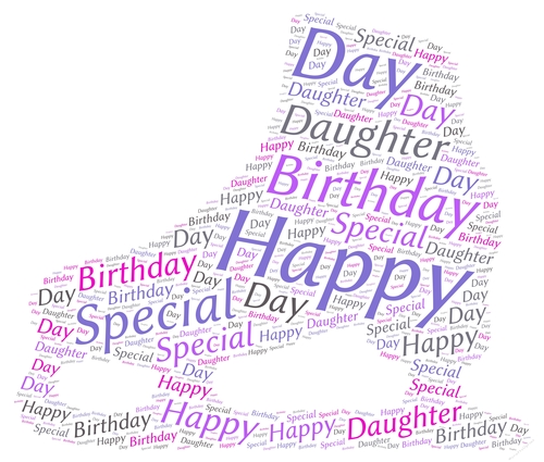 Special Daughter Birthday Ice Skate Word Art