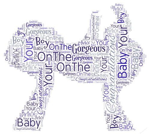 New Baby Boy Being Lifted Word Art