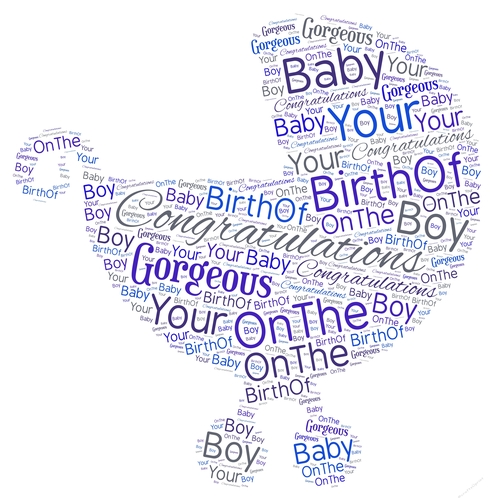 New Baby Boy Pram Word Art