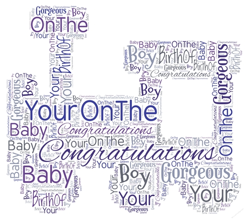 New Baby Boy Train Word Art 