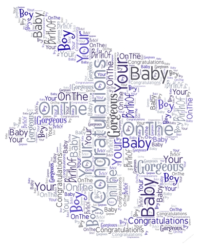 New Baby Boy Bunny Rabbit Word Art