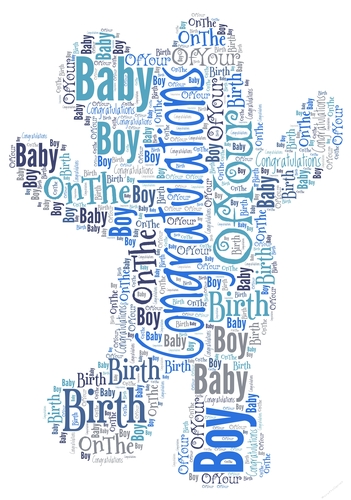New Baby Boy Dancing Teddy Word Art