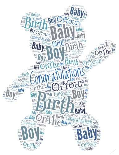 New Baby Boy Teddy Bear Word Art