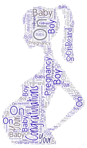 Pregnant Lady With Baby Boy Bump Word Art