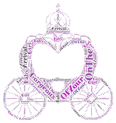 New Baby Girl Princess Carriage Word Art
