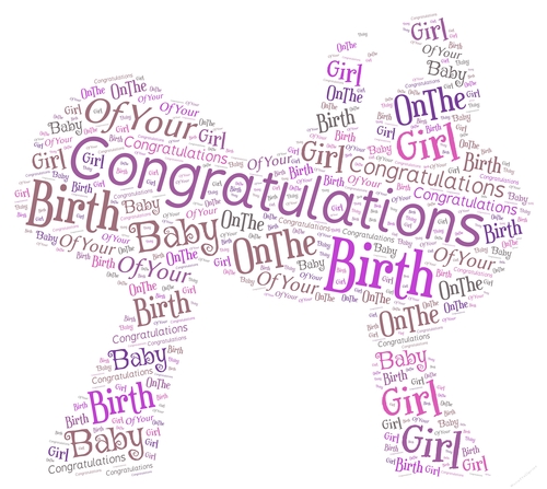 New Baby Girl Being Lifted Word Art