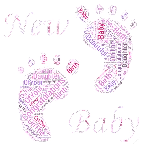 Baby Girl New Baby Feet Word Art
